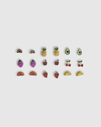 Girls Multi Colour Fruit Stud Earrings Set