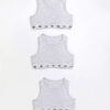 Girls Pack Of 3 Grey RI Racer Crop Tops