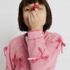 Girls Pink 3D Heart and Bows Cardigan