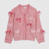Girls Pink 3D Heart and Bows Cardigan