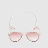 Girls Pink Aviator Sunglasses Pearl Chain