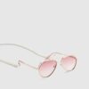 Girls Pink Aviator Sunglasses Pearl Chain