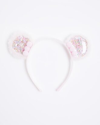 Girls Pink Bear Shaker Ears Headband