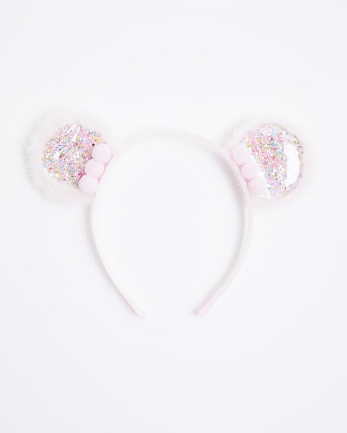 Girls Pink Bear Shaker Ears Headband