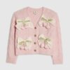 Girls Pink Bow Flower Cardigan