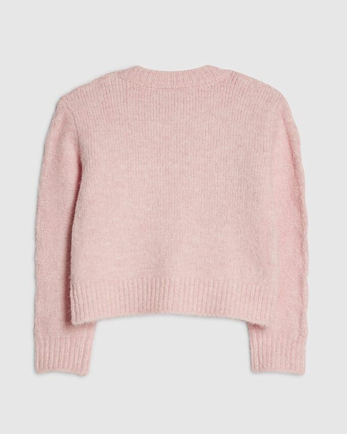 Girls Pink Bow Flower Cardigan
