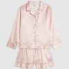 Girls Pink Leopard Satin Pyjamas Set