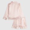 Girls Pink Leopard Satin Pyjamas Set