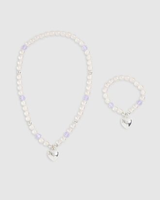 Girls Pink Necklace And Bracelet Set