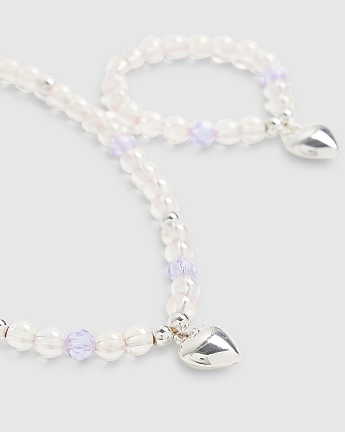 Girls Pink Necklace And Bracelet Set