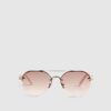Girls Pink Rimless Aviator Sunglasses