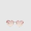 Girls Pink Rimless Heart Sunglasses