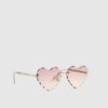 Girls Pink Rimless Heart Sunglasses