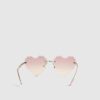 Girls Pink Rimless Heart Sunglasses