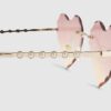 Girls Pink Rimless Heart Sunglasses