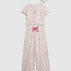 Girls Pink Rosebud Monogram Pyjamas Set