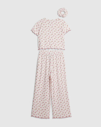 Girls Pink Rosebud Monogram Pyjamas Set