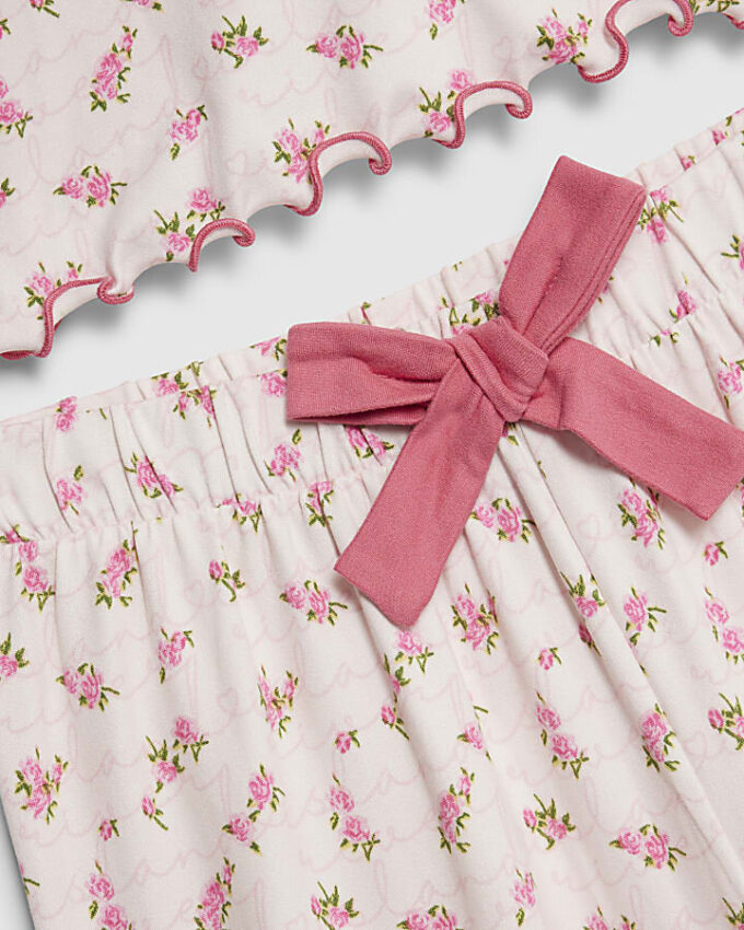 Girls Pink Rosebud Monogram Pyjamas Set