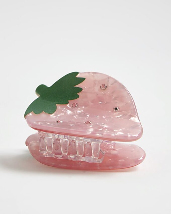 Girls Pink Strawberry Claw Hair Clip