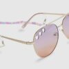 Girls Purple Cut Out Heart Aviator Sunglasses