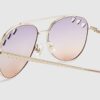 Girls Purple Cut Out Heart Aviator Sunglasses