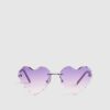 Girls Purple Rimless Heart Sunglasses