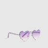 Girls Purple Rimless Heart Sunglasses