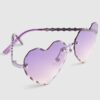 Girls Purple Rimless Heart Sunglasses