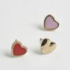Girls Red Heart Studs 3 Pack