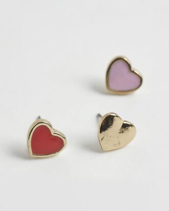 Girls Red Heart Studs 3 Pack