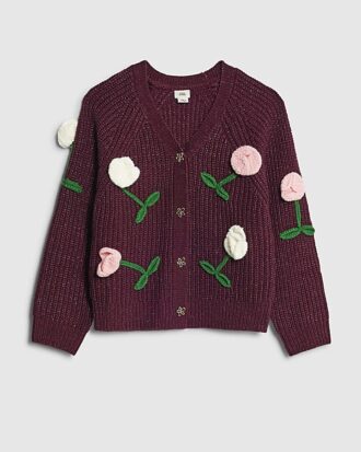 Girls Red Tulip Cardigan