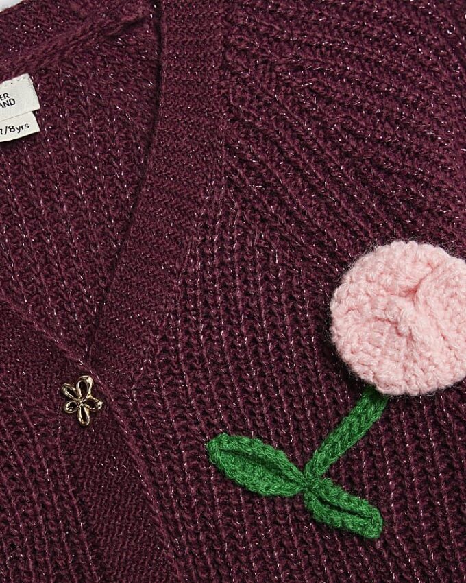 Girls Red Tulip Cardigan