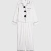 Girls White Corsage Satin Pyjamas Set