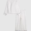 Girls White Corsage Satin Pyjamas Set