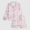 Girls White Love Heart Satin Short Pyjamas