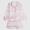 Girls White Love Heart Satin Short Pyjamas