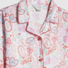 Girls White Love Heart Satin Short Pyjamas