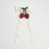 Girls White Strawberry Crochet Bow