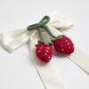 Girls White Strawberry Crochet Bow