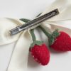 Girls White Strawberry Crochet Bow