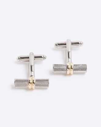 Gold and Silver Mixed Metal Bar Cufflinks