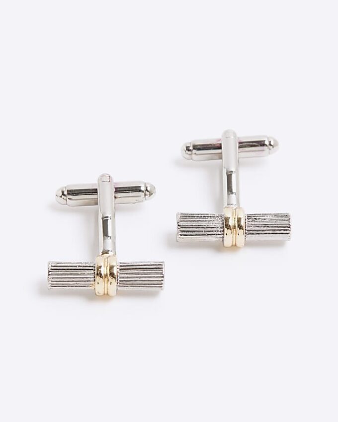 Gold and Silver Mixed Metal Bar Cufflinks