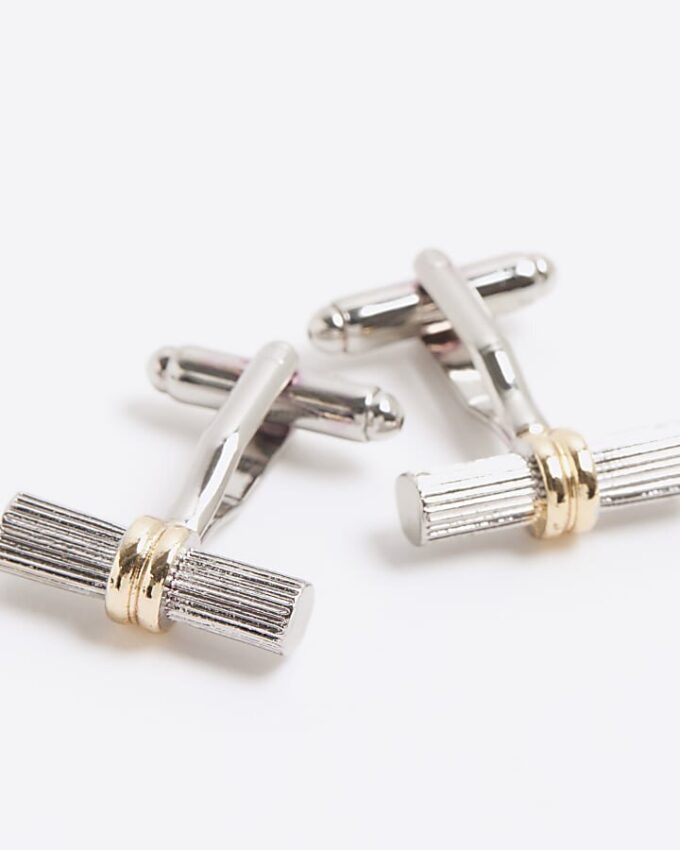Gold and Silver Mixed Metal Bar Cufflinks