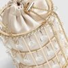 Gold Diamante Cage Basket Bag