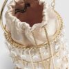 Gold Diamante Cage Basket Bag