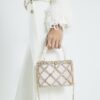 Gold Diamante Pearl Handle Basket Bag