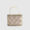 Gold Diamante Pearl Handle Basket Bag