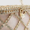 Gold Diamante Pearl Handle Basket Bag