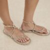 Gold Embellished Twist Strappy Sandals