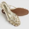 Gold Faux Leather Caged Sandals